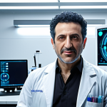 **

Prompt: "Dr. Anthony Atala in a modern lab setting, surrounded by bioprinting equipment. Focus on the futuristic technology and his visionary expression. Backlit, cinematic lighting, emphasizing innovation. Style: Hyperrealistic, detailed textures, with a touch of science-fiction."

**