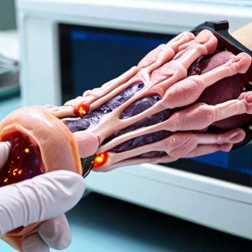 Home 22 **
A close-up shot of a robotic bioprinting arm depositing a layer of skin cells onto a burn wound. The skin cells are vibrant and healthy, contrasting with the damaged tissue around the wound. The background is a sterile, high-tech laboratory setting. Focus on the precision and delicacy of the bioprinting process, highlighting the potential for reduced scarring and faster healing. Emphasize hope and innovation.
**