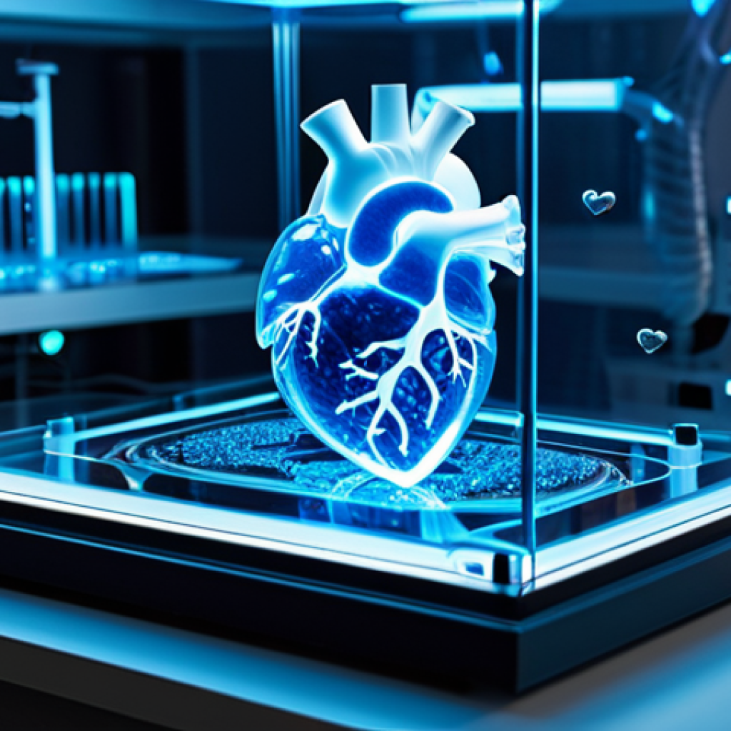 바이오프린팅과 의료 혁신의 연관성 분석 - **Prompt 1: The Genesis of a Personalized Organ**
    A futuristic, sleek 3D bioprinter meticulously...