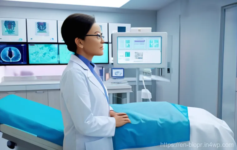 바이오프린팅을 활용한 신약 개발 전략 - **Prompt:** A close-up, high-detail image of a futuristic 'organ-on-a-chip' system. Several miniatur...