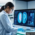 Home 21 바이오프린팅을 통한 의료 혁신 사례 - A futuristic medical laboratory scene showcasing a high-tech bioprinter creating a personalized huma...