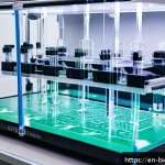 Home 19 바이오프린팅 관련 주요 기업 및 스타트업 소개 - A futuristic bioprinting laboratory scene showcasing a multi-material bioprinter in action, simultan...
